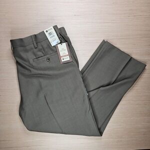 Haggar ECLO Stria Dress Pants Mens 40x29 Khaki NEW Classic Fit HD00218 NEW